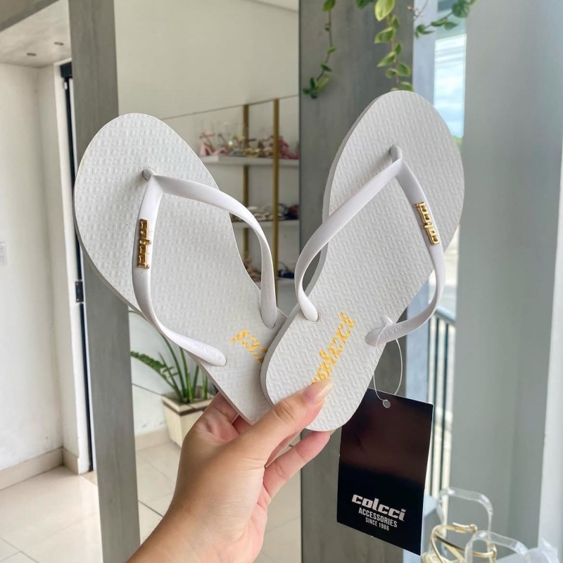 Chinelo Colcci Branco Metal