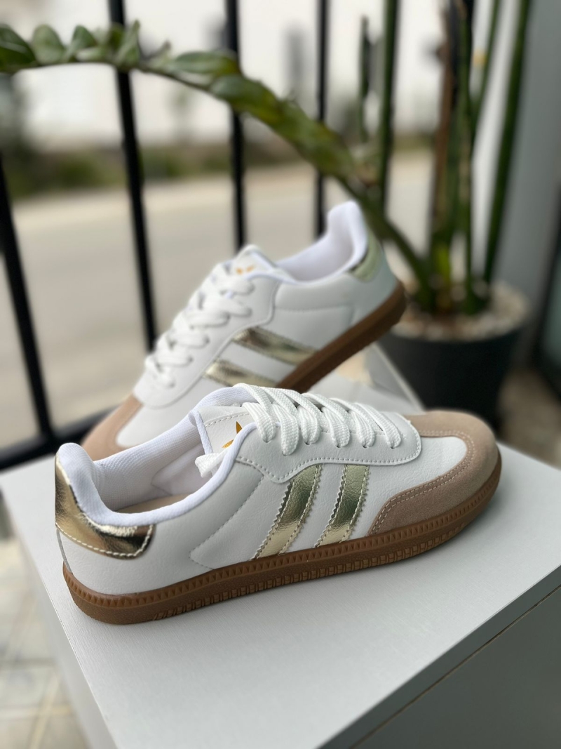 Tenis Branco/Dourado